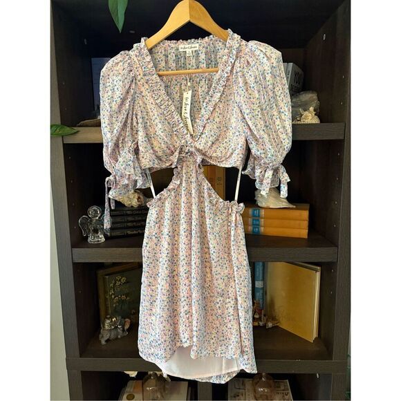 NWT For Love & Lemons Phoebe Floral Cutout Minj Dress Size Small - Picture 3 of 6